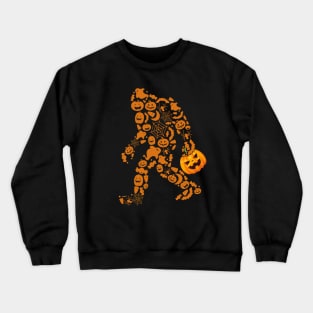 Bigfoot carrying scary pumpkin Crewneck Sweatshirt